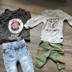 Bundle of 2 Newborn outfits EUC Guns N Roses T shirt